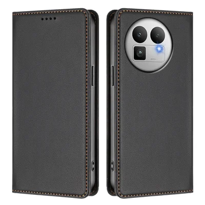 For Realme GT 8 Pro 5G Leather Wallet Case Magnetic Closure RFID Blocking Phone Cover - Black