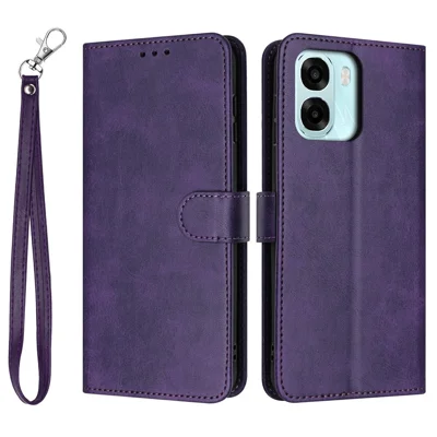 For Oppo A6x 5G / A6x 4G / A6x 5G (India) / A6s 5G / A6 4G / A6 5G (Global) / A6t 4G / A6t 5G / A6t Pro 4G (Global) / A6c 4G  Wallet Case Flip Stand Calf Texture PU Leather Phone Cover with Strap - Purple