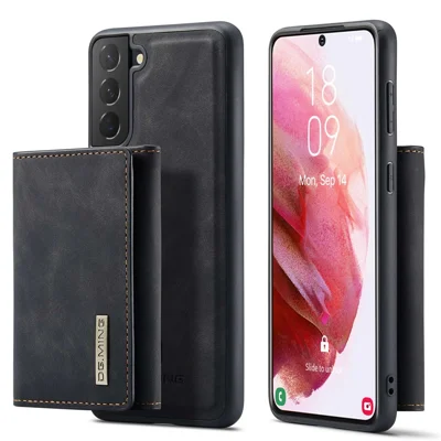DG.MING Série M1 Coque Antichoc pour Samsung Galaxy S23, Portefeuille Amovible avec Aimant d'Absorption + Coque de Téléphone Recouverte de Cuir PU avec Support Pliable - Noir