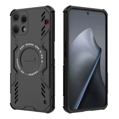 For Nothing Phone (3a) Lite 5G Magnetic Case Butterfly Armor Hollow Heat Dissipation PC + TPU Phone Cover - Black