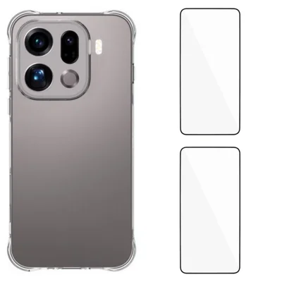 Capa TPU para Oppo Find X9 Pro 5G WANLONFENG Série WL2, Capa para Telemóvel 2,0 mm com 2 Unidades de Películas de Vidro Temperado - Transparente