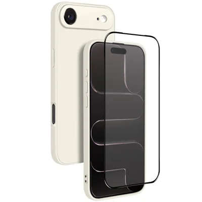 NORTHJO pour iPhone Air étui en silicone avec film en verre haute teneur en aluminium-silicium, coque de téléphone antichoc - Blanc