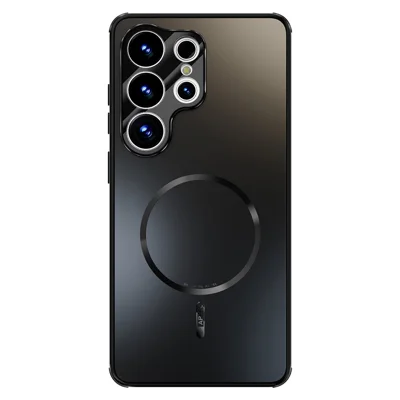 ABEEL For Samsung Galaxy S26 Ultra Magnetic Case TPU PC Cooling Matte Phone Back Cover with Lens Film - Black