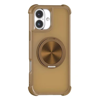 For iPhone 17 Case Compatible with MagSafe CD Vein Kickstand TPU + PC Phone Cover - Desert Gold