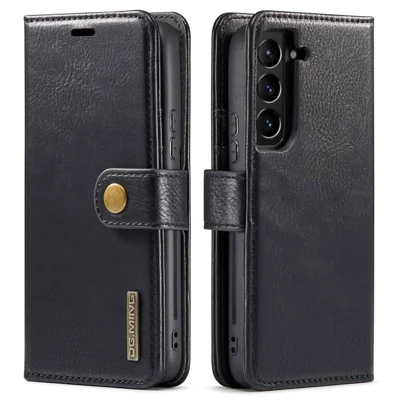DG.MING pour Samsung Galaxy S23+ étui téléphone cuir véritable à rabat support fonction aimant fermoir - Noir