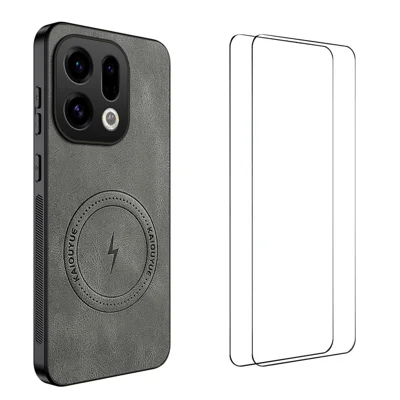Capa Magnética para Oppo Find X9 5G WANLONFENG Série SD Capa para Telemóvel em PC TPU com 2 Películas de Ecrã - Cinzento