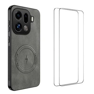 Capa Magnética para Oppo Find X9 Pro 5G WANLONFENG Série SD, Capa de Telemóvel PC TPU com 2 Unidades de Película de Ecrã - Cinzento