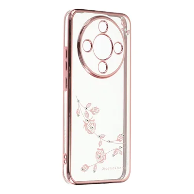 KADEM Phone Case For Honor Magic8 Lite 5G  /  X9d 5G  /  X70 5G Flower Rhinestone Decor TPU Phone Cover - Rose Gold