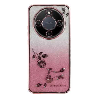 KADEM Phone Case For Honor Magic8 Lite 5G / X9d 5G / X70 5G Flower TPU Flexible Gradient Phone Cover - Pink