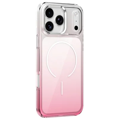 غطاء مغناطيسي لهاتف iPhone 17 Pro Max غطاء خلفي صلب من مادة البولي كربونات بألوان تدرجية - وردي