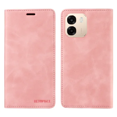 BETOPNICE For OPPO A6s 5G Case  Magnetic Closure RFID Blocking Wallet Stand Leather Phone Cover - Pink