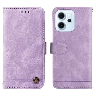 For Oppo Reno15 F 5G Leather Wallet Cases Skin Touch Phone Cover Stand with Strap - Purple