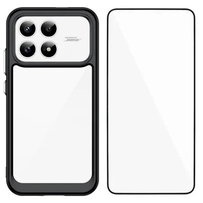 Capa para Telemóvel Xiaomi Redmi K90 5G / Xiaomi Poco F8 Pro WANLONFENG Série XC com TPU e Acrílico com Vidro Temperado (Grande Abertura para Lente) - Preto