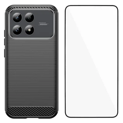 Für Xiaomi Redmi K90 5G / Xiaomi Poco F8 Pro Hülle mit Displayschutzfolie WANLONFENG LS Serie Große Objektivöffnung Gebürstete Textur TPU Handyhülle - Schwarz