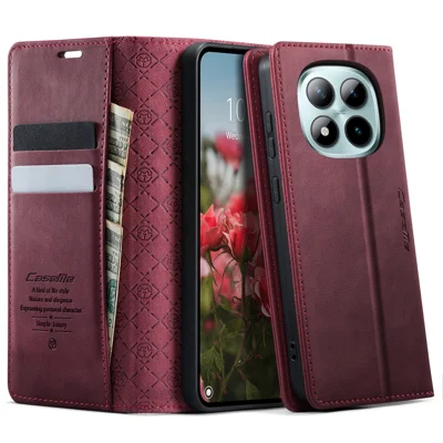 For Xiaomi Redmi Note 15 Pro+ 5G (Global) Case CASEME 033 Series RFID Blocking Wallet Stand Calf Texture Leather Phone Cover - Rood