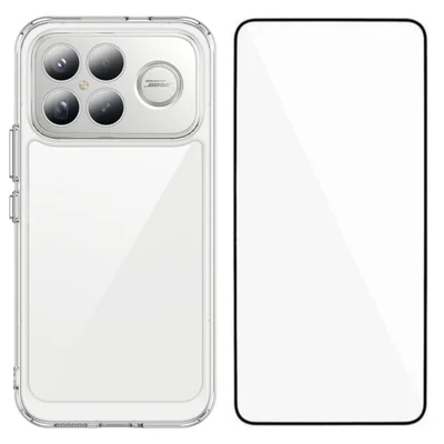 Capa para Xiaomi Redmi K90 Pro Max 5G / Xiaomi Poco F8 Ultra WANLONFENG Série MF em TPU e Acrílico Transparente com Película de Vidro Temperado - Transparente