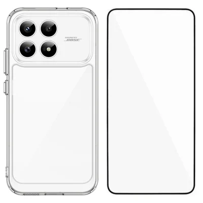 Für Xiaomi Redmi K90 5G / Xiaomi Poco F8 Pro Hülle WANLONFENG MF Serie TPU Acryl Klare Handyhülle mit gehärtetem Glasfilm - Transparent