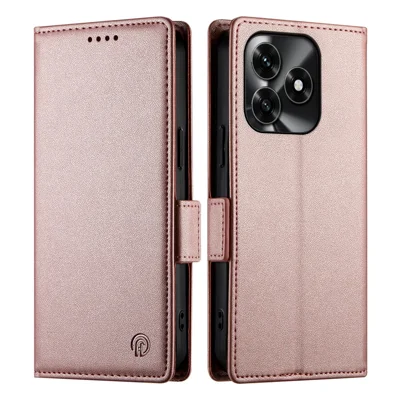 Cover con Supporto per Honor X5c Plus 4G / X5c 4G / Play10A 4G, Custodia Portafoglio in PU Leather - Oro Rosa