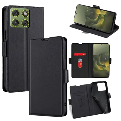 For Motorola Edge 70 5G Case Card Holder PU Leather Phone Cover - Black
