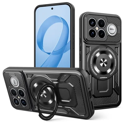 Etui magnetyczne z obracającą się podstawką TPU + PC do Xiaomi Poco F8 Ultra / Redmi K90 Pro Max 5G - Czarny