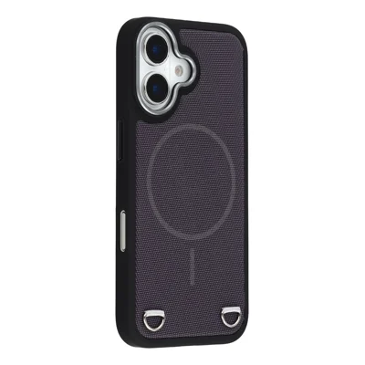 Funda para iPhone 16 Compatible con MagSafe Tacto de Piel Cuero Sintético + PC Funda Trasera con Ranura para Tarjetas - Negro