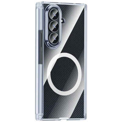 Für Samsung Galaxy Z TriFold 5G Magnetische Hülle Dual-Achse Stoßfest TPU + PC Klare Handyhülle
