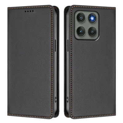 For Motorola Edge 60 Pro 5G Leather Wallet Case Magnetic Closure RFID Blocking Phone Cover - Black