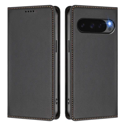 For Google Pixel 10 Pro / Google Pixel 10 Pro Fold / Google Pixel 10a / Google Pixel 10 Leather Wallet Case Magnetic Closure RFID Blocking Phone Cover - Black