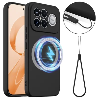 Für Xiaomi Poco F8 Ultra / Xiaomi Redmi K90 Pro Max 5G Magnetische Hülle Anti-Drop Flüssigsilikon-Handyhülle - Schwarz