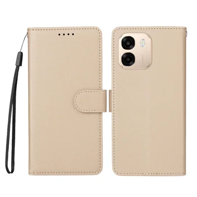 For OPPO A6s 5G Case RFID Blocking 3 Card Slots PU Leather Phone Cover with Wrist Strap - Creamy White