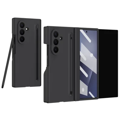 Hülle für Samsung Galaxy Z TriFold 5G PC-Handyhülle mit Stylus und gehärtetem Glasfilm – Schwarz