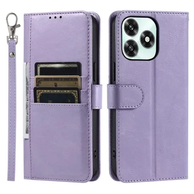 Cover per Telefono Honor Play10A 4G / X5c Plus 4G / X5c 4G con 6 Scomparti per Schede, in Pelle PU Antiurto con Tracolla da Polso - Viola