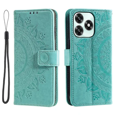 Cover con supporto per Honor Play10A 4G / X5c Plus 4G / X5c 4G, custodia portafoglio in ecopelle con stampa totem, colore verde menta, con tracolla da polso