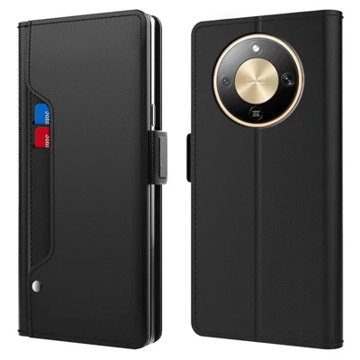 Phone Case For Honor Magic8 Lite 5G  /  X9d 5G  /  X70 5G PU+TPU Magnetic Flip Phone Cover with Stand - Black