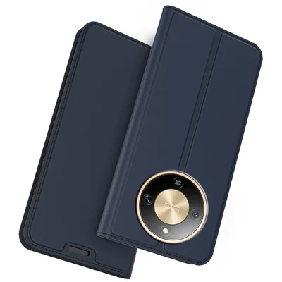 Phone Case For Honor Magic8 Lite 5G  /  X9d 5G  /  X70 5G PU Leather Phone Cover with Card Holder Stand - Blue
