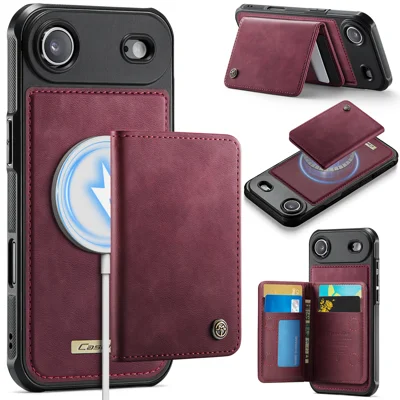 CASEME For iPhone Air Magnetic Case  ME80 Series Leather PC TPU Phone Cover with Detachable Wallet - Red
