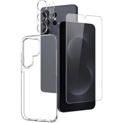 NORTHJO For Samsung Galaxy S26 Ultra TPU Phone Case + Tempered Glass Film + Camera Lens Protector (Support Fingerprint Unlock) - Transparent