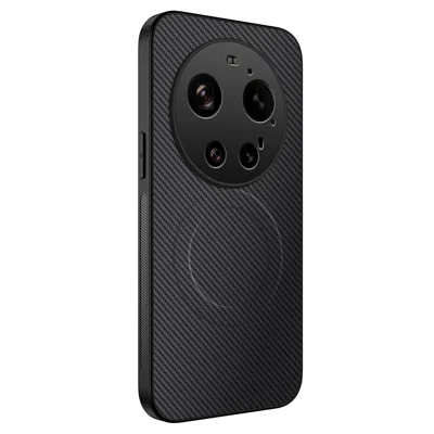 WANLONFENG For Xiaomi 17 Ultra 5G Magnetic Case  TQ Series Carbon Fiber Texture PC TPU Phone Cover - Black