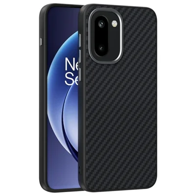 ABEEL For OnePlus 15R 5G Magnetic Case Wide Carbon Fiber Texture Phone Back Cover - Black