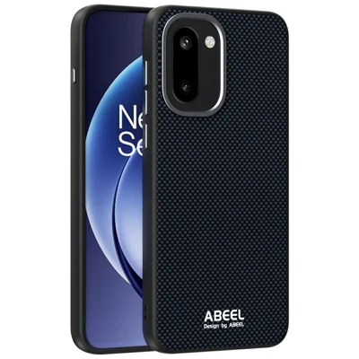 ABEEL For OnePlus 15R 5G Magnetic Case Printed PC TPU Aluminum Alloy Leather Phone Cover - Black