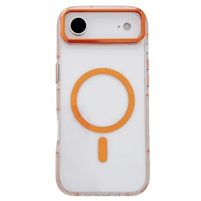 Capa para iPhone Air Compatível com MagSafe TPU PC Acrílico Transparente à Prova de Choques - Laranja