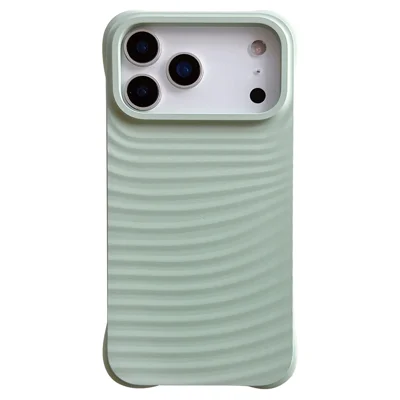 Coque pour iPhone 17 Pro, coque ondulée en silicone liquide antichoc - Cyan clair