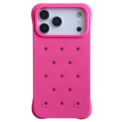 For iPhone 17 Pro Case med flere huller Fire hjørner stødfaste Silicone + PC telefon bagside - Pink