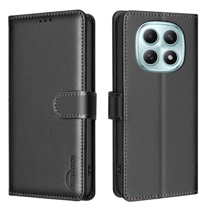 Voor Xiaomi Redmi Note 15 4G (Global) / Xiaomi Redmi Note 15 5G (Global) Leren Hoesje BINFEN COLOR BF32 Portemonnee RFID Blokkering Telefoonhoes - Zwart