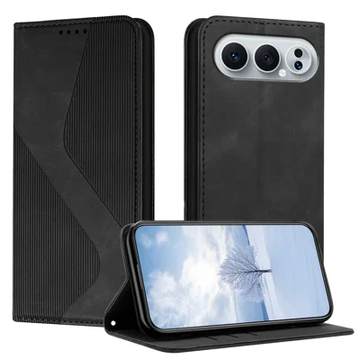 Voor Honor 500 Pro 5G Telefoonhoesje Huidgevoelig Leer Portemonnee Hoesje met Stand - Zwart