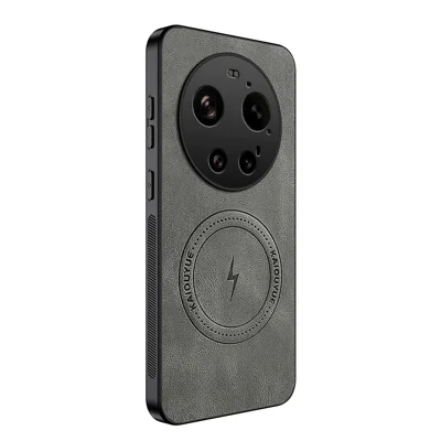 WANLONFENG For Xiaomi 17 Ultra 5G Magnetic Case  SD1 Series Nappa Texture PC TPU Phone Cover - Grey
