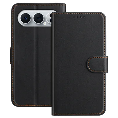 Voor Honor 500 Pro 5G Leren Hoesje Portemonnee Stand Effen Kleur Anti Drop Telefoonhoes - Zwart