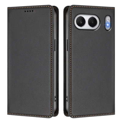 For OnePlus Nord 4 Leather Wallet Case Magnetic Closure RFID Blocking Phone Cover - Black