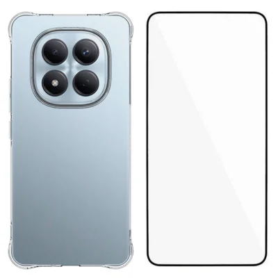 Coque pour Xiaomi Redmi Note 15 Pro 4G (Global) WANLONFENG Série WL, housse en TPU de 2,0 mm avec film en verre trempé - Transparent