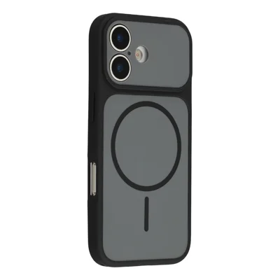 Funda para iPhone 16 Compatible con MagSafe de Doble Color y Textura Suave TPU PC Resistente a Golpes - Negro